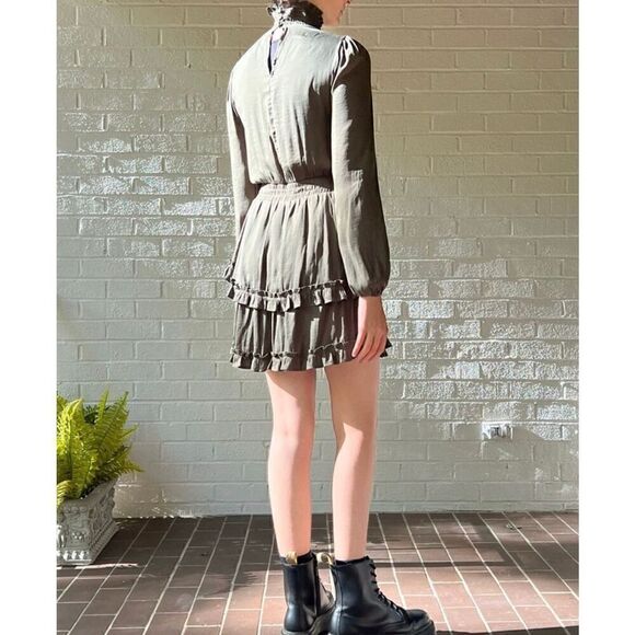 Vestique Olive Green Baby Doll Party Dress. Size L. High Neck Swiftie - Picture 6 of 14